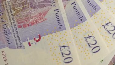 20 Pound Banknotes Rotating Closeup