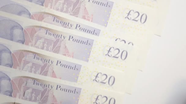 20 фунтів банкнот, що обертаються крупним планом — стокове відео