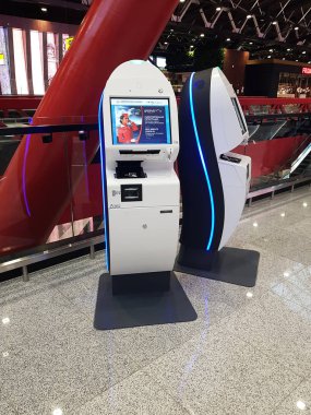 Aeroflot Self Check-In Kiosks In Airport clipart