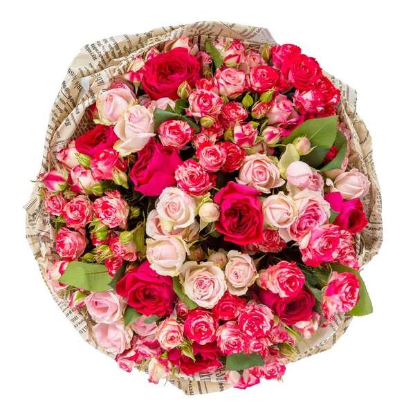 Bouquet de roses roses isolé sur blanc — Photo
