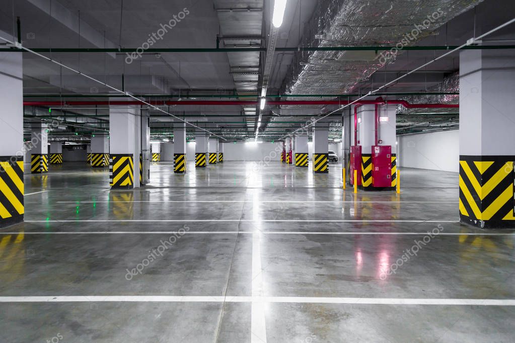 Empty underground parking garage  Stock Photo 