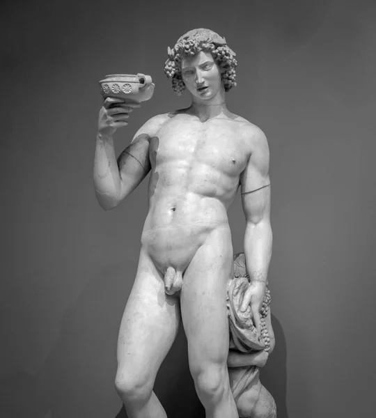 狄俄尼索斯酒神巴克斯酒雕像画像 — 图库照片