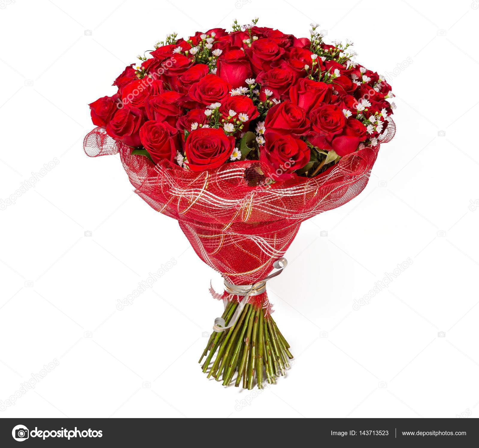 Colorful Flower Bouquet From Red Roses On White Background Stock Photo Image By C Gilmanshin