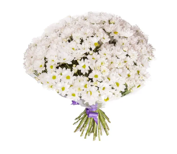 Bukett av blommor ovanifrån på vit bakgrund — Stockfoto