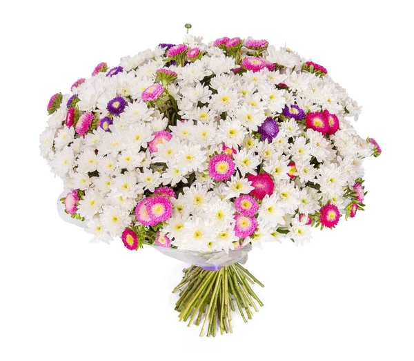 Ramo de flores vista superior sobre fondo blanco — Foto de Stock