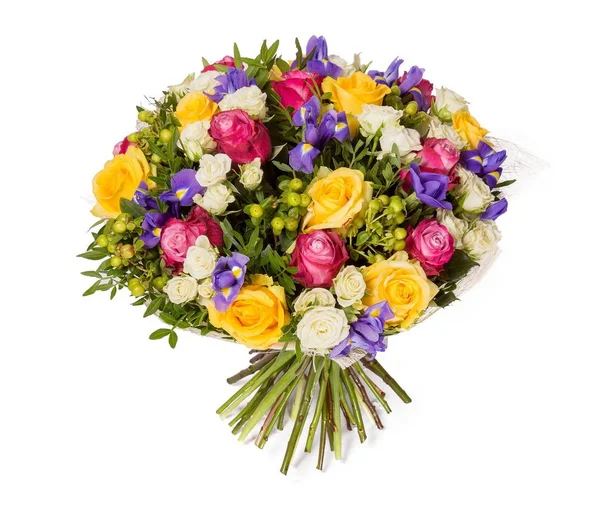 Bouquet of flowers top view on white background — Stock Photo, Image