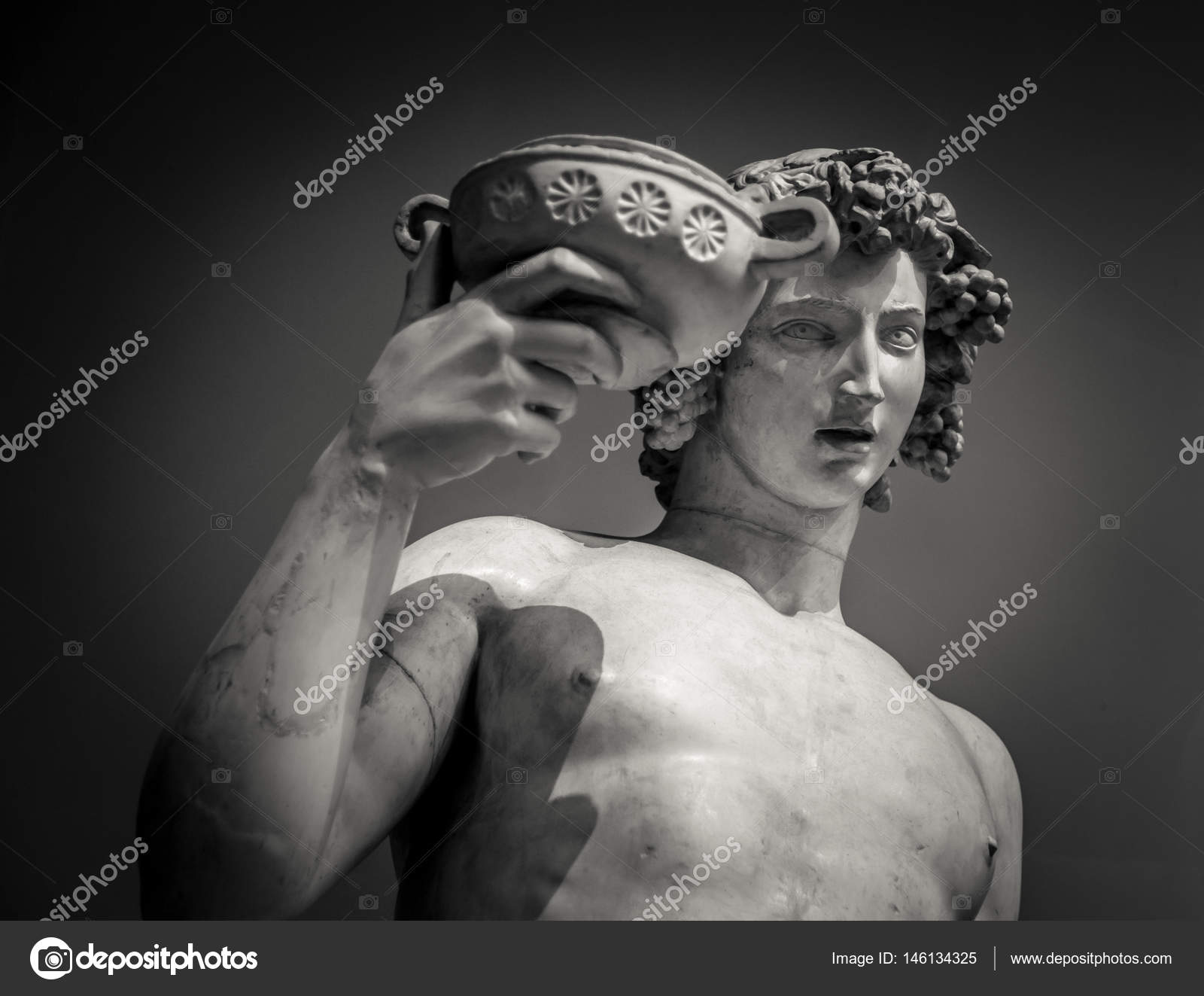 Dionysus Bacchus Wine statue portrait Stock Photo by ©gilmanshin 146134325