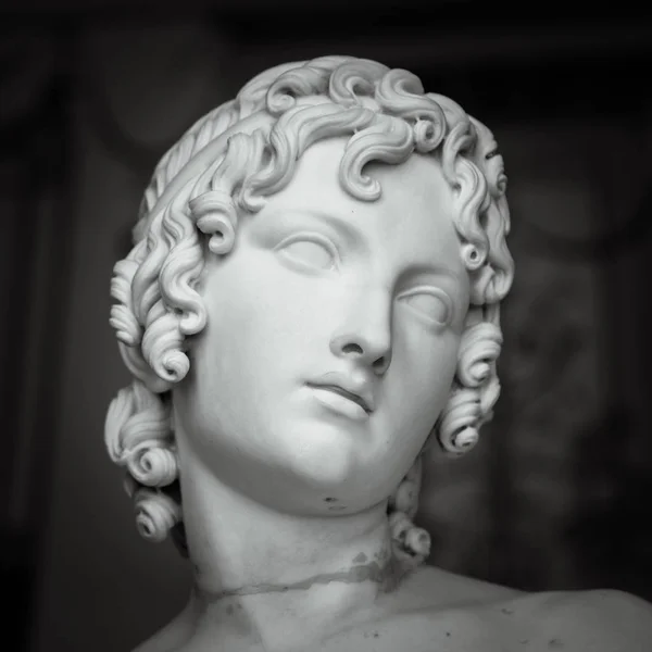 Detail hlavy a ramen starověké sochy — Stock fotografie