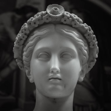 Head and shoulders detail of the ancient sculpture clipart
