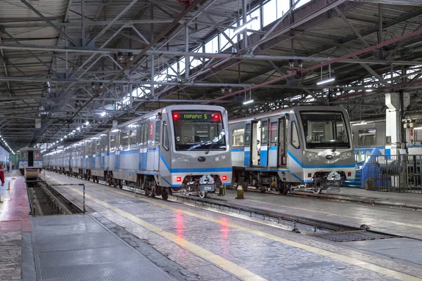 Moskou, Rusland - 27 oktober 2017: Metro trein metro depot Krasnaja Presnja — Stockfoto