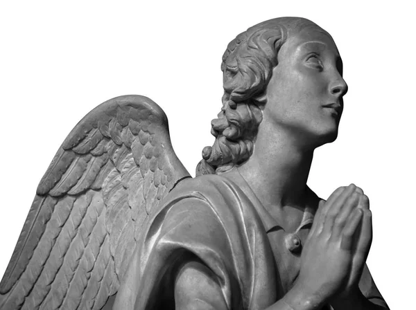 Marble statue of a beautiful angel isolated on white — Stock Photo, Image