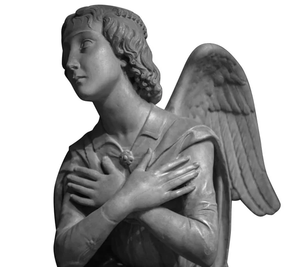 Marble statue of a beautiful angel isolated on white — Stock Photo, Image