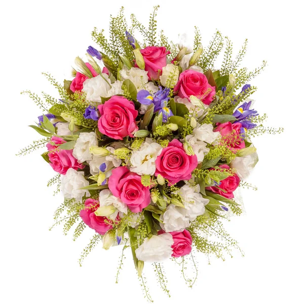 Luminoso bouquet girato dall'alto, isolato su bianco — Foto Stock