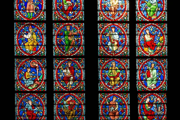 Stained glass window in Notre dame cathedral, Paris — Stock Photo, Image