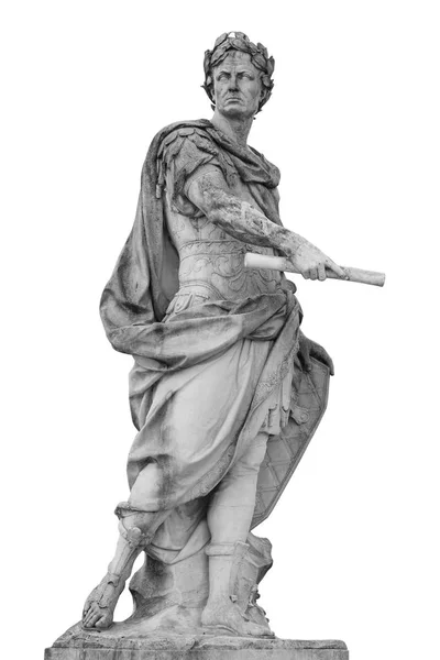Roman emperor Julius Caesar statue isolated over white background — Stock Photo, Image