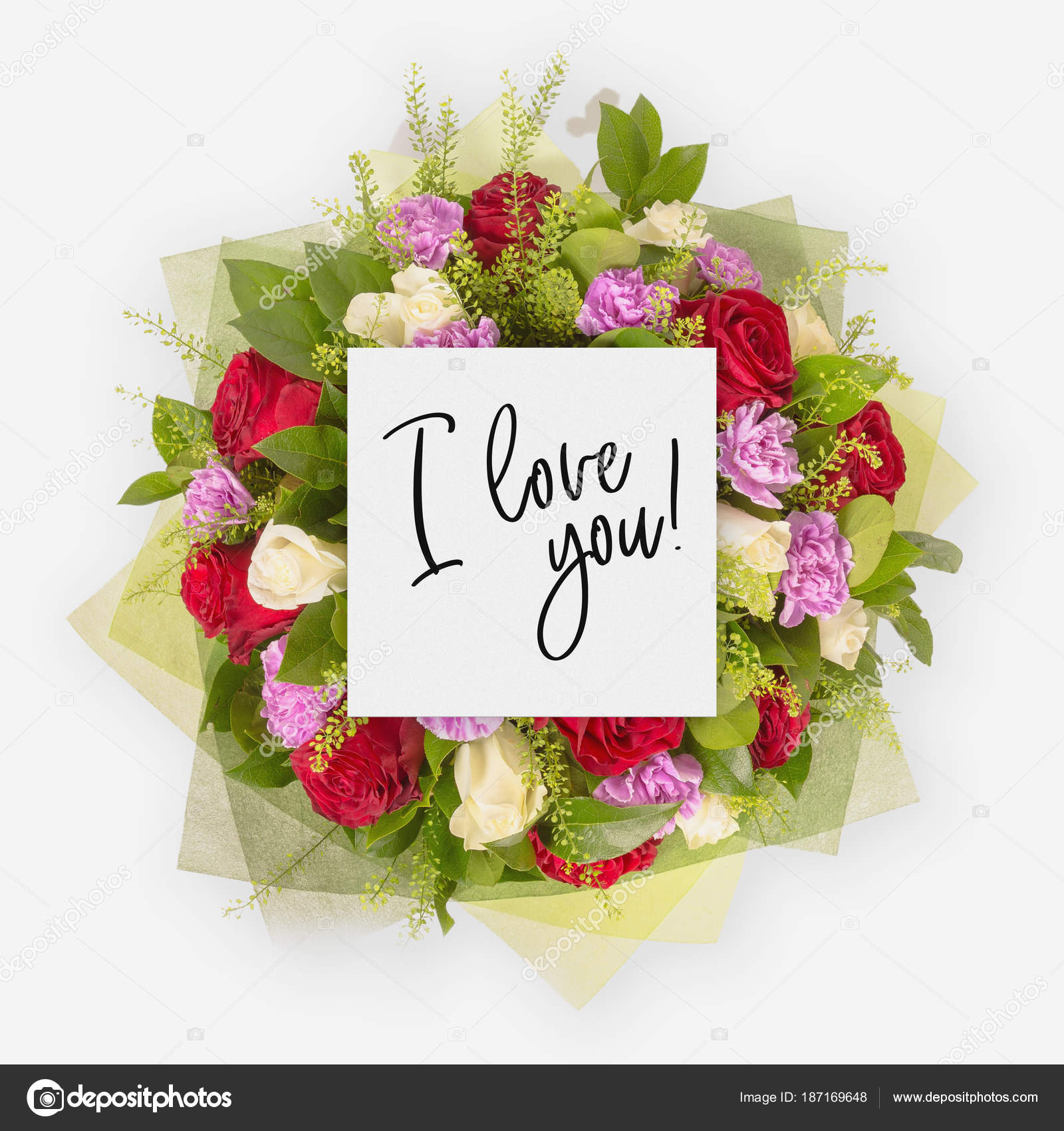 Bouquet De Fleurs Fraîches Et Une Carte Avec Les Mots Je T