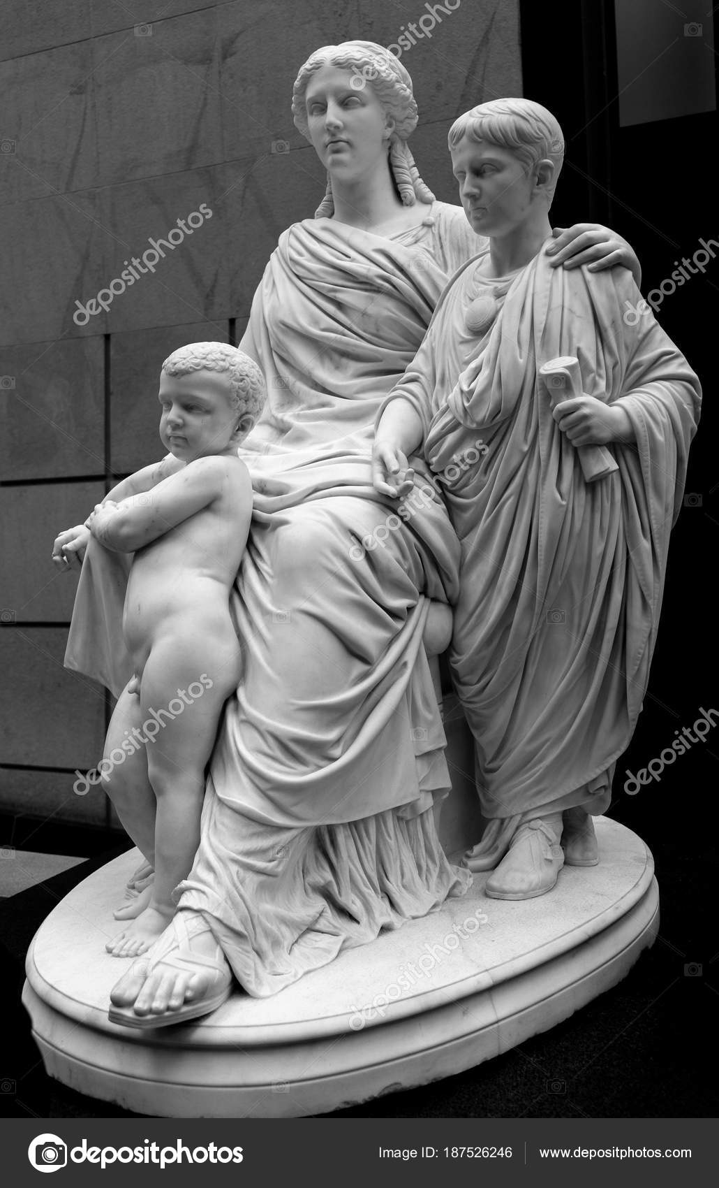 Marble Sculpture of a Beautiful Young Woman with Elegant Folds of