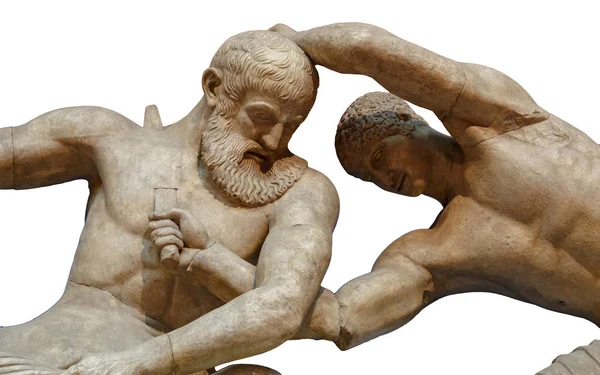 Estatua antigua de guerrero matando barba amn por espada. antigua escultura de gladiadores —  Fotos de Stock