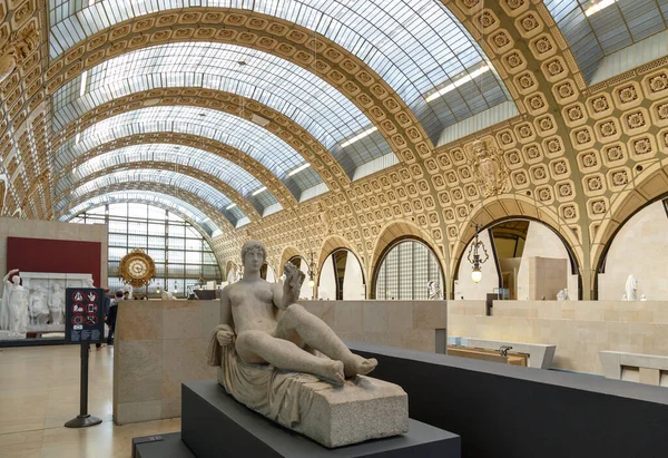 Paris, France - March 28, 2017: Interior view of Museum Orsay in Paris. Musee dOrsay houses the largest collection of impressionist and post-Impressionist masterpieces in the world Royalty Free Stock Photos