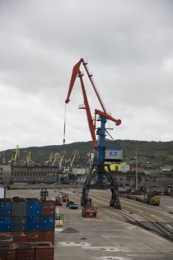 Murmansk / Rusya - 16 Ağustos 2016: Murmansk kentindeki liman manzarası