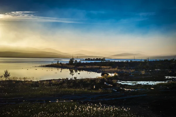 Zonsondergang Toendra Kola Schiereiland Montsjegorsk Rusland — Stockfoto