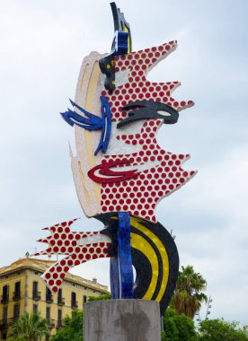 Roy Lichtenstein kafa heykel Barcelona İspanya
