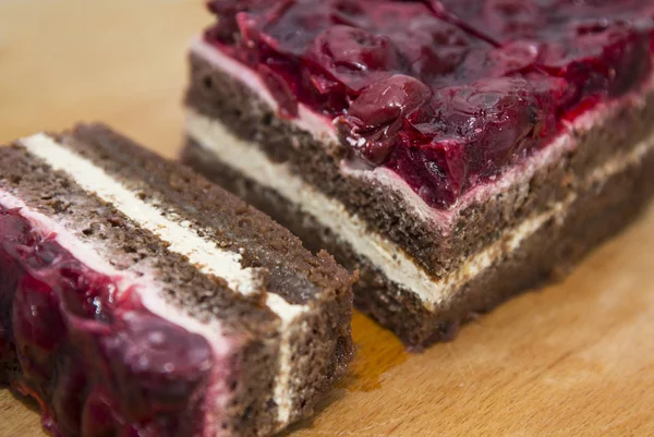 Chocolate Cake Cherry Jelly — Stock Photo, Image