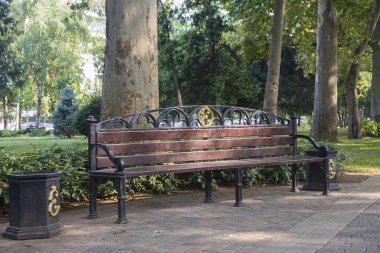 boş ahşap banklar parkta