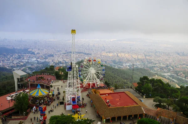 Panoramic view of Barcelona city in autumn day from Tibidabo — Stock Photo, Image