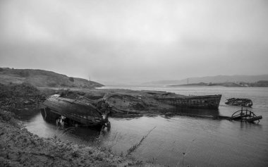 Gemi mezarlığı. Teriberka, Rusya Federasyonu.