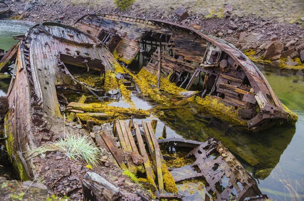 Navires Cimetière Dans Les Eaux Mer Barents Teriberka Russie — Photo