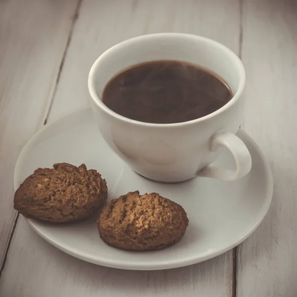 Xícara Café Quente Biscoitos — Fotografia de Stock