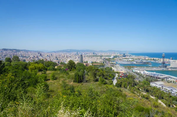 Barcelona, Katalonya, İspanya - 14 Haziran 2017: Barcelona şehrin panoramik manzarasına