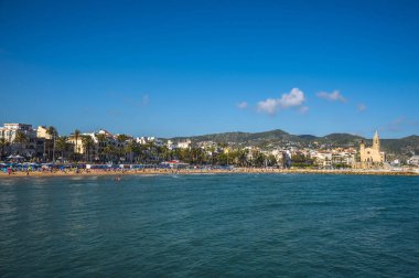 Sitges, Katalonya, İspanya - 08 Haziran 2017: Sitges plajlar