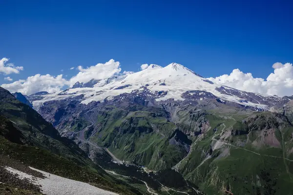 Skały Lodowców Elbrus Widok Góry Cheget Kaukaz Kabardyno Bałkarii Federacja — Zdjęcie stockowe