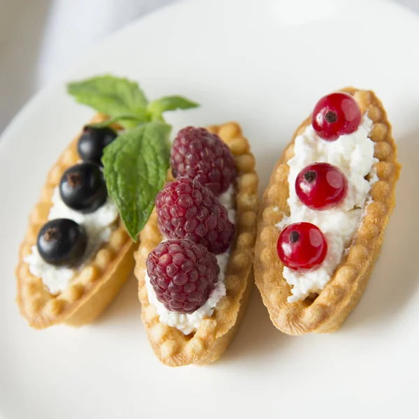 Tartlets med färska frukter — Stockfoto