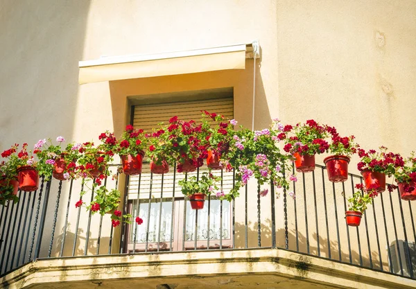 Balcones con flores en Cantabria, España — Foto de Stock