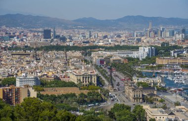 BARCELONA, CATALONIA / SPAIN - 14 Haziran 2017: Barcelona şehrinin panoramik manzarası