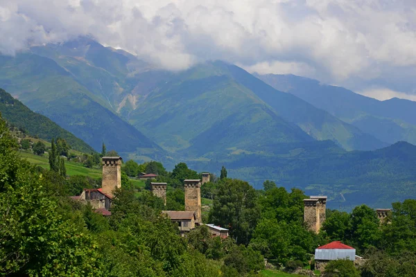 Towers Ushguli Upper Svaneti Georgia — Stock Photo, Image