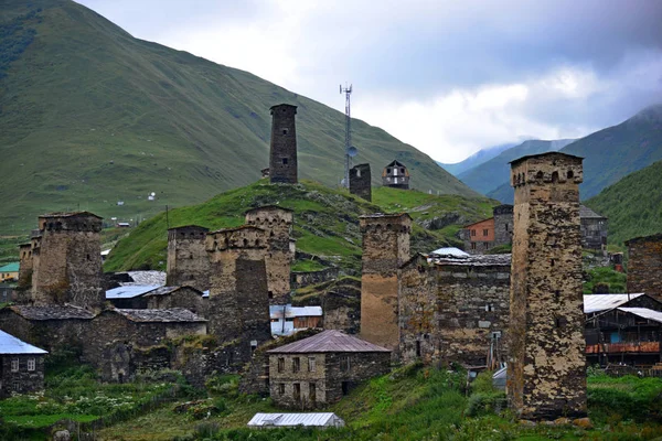 Towers Ushguli Upper Svaneti Georgia — Stock Photo, Image