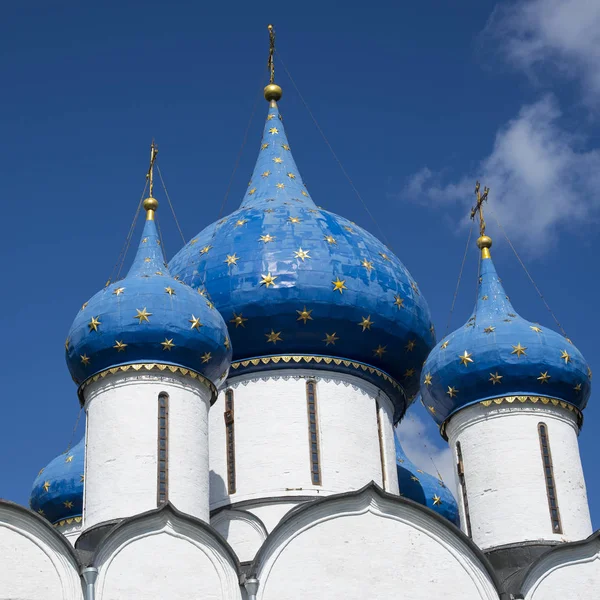 Domes Church Suzdal Background Blue Sky Summer Day — Stock Photo, Image