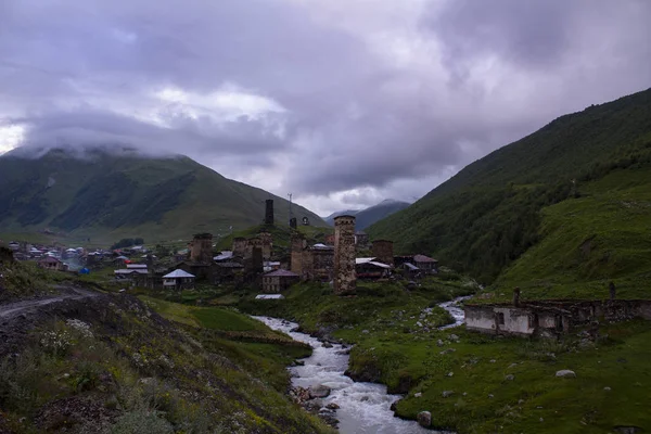 格鲁吉亚Ushguli村的Svan塔 — 图库照片