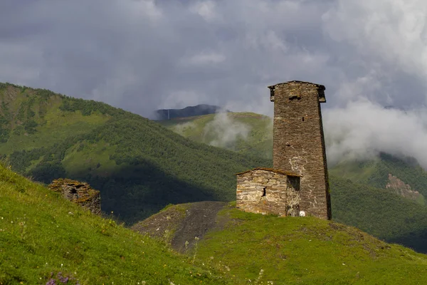 Torri Svan nel villaggio di Ushguli, Georgia — Foto Stock