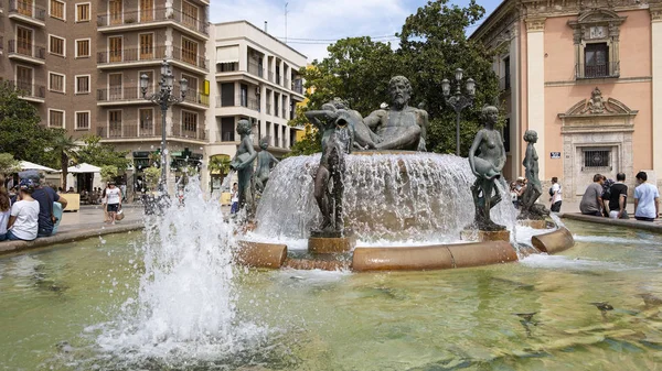 Fontaine Turia - Plaza de la Virgen. Valence, Espagne — Photo