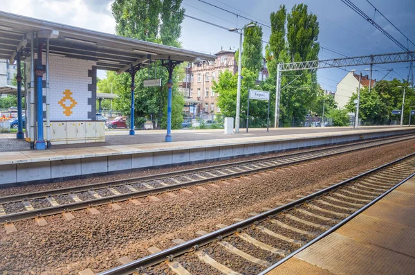 Залізнична станція в Польщі. — стокове фото