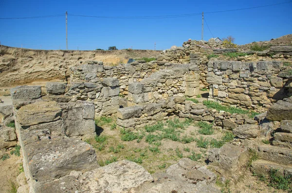 Restos Paredes Excavadas Nymphaion Crimea — Foto de Stock