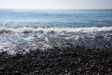 Karadeniz kıyısındaki çakıl taşı plajı