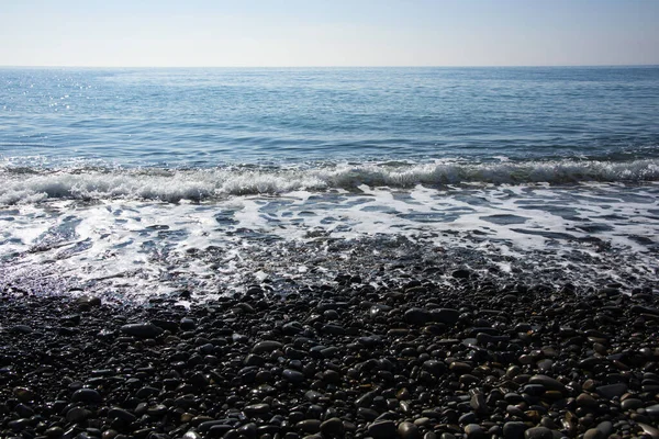 Spiaggia Ghiaia Sulla Costa Del Mar Nero — Foto Stock