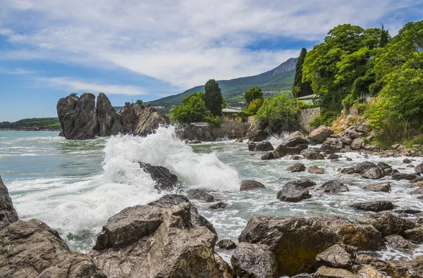 Restless Black Sea Gurzuf Village Crimea — Stock Photo, Image