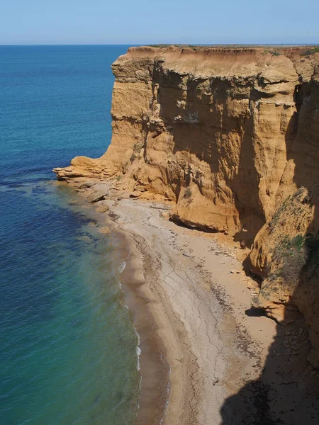 Вид Черное Море Крутые Песчаные Пляжи Районе Села Кача Крым — стоковое фото